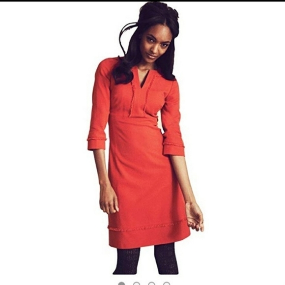 Boden Dresses & Skirts - Boden Textured Cotton Fringe Dress in Red/Orange